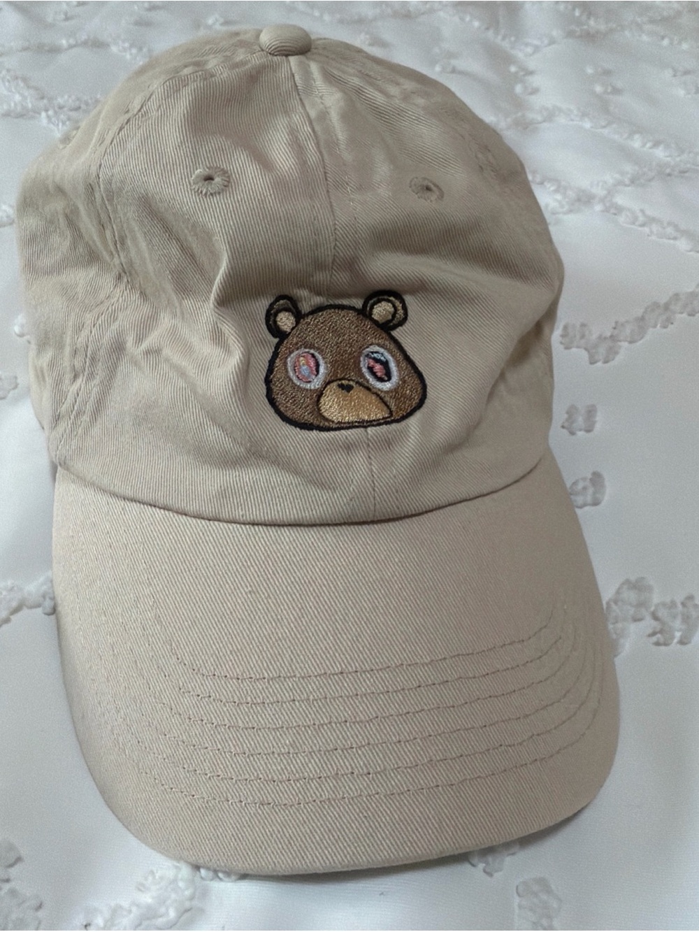 Drop Out Bear Kanye West Hat Strapback OS Beige Embroidered Ball Cap Adjustable